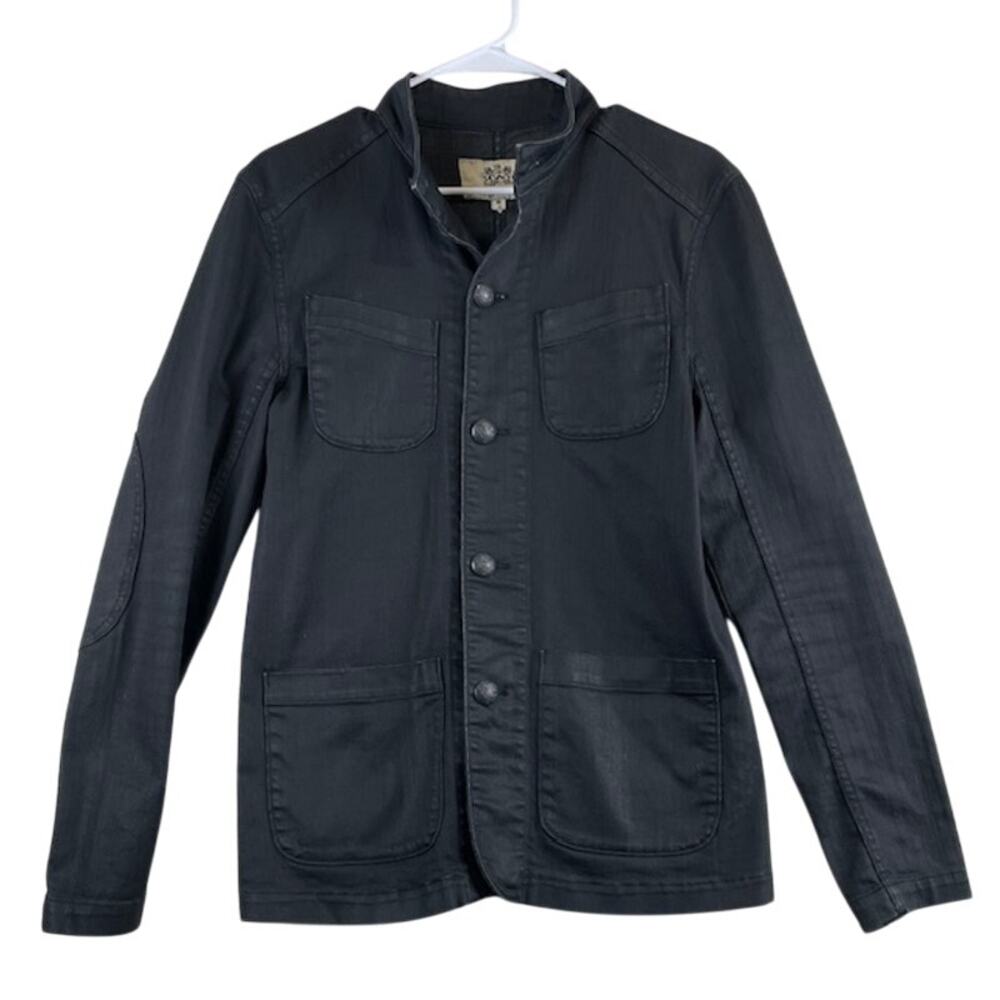 Juicy Couture men's denim, military style, black jacket.